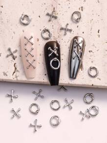 20Pcs Punk Metal Nail Art Decorations Nail Supplies Nails Nail Charms Nail Gems - Silver - View 1