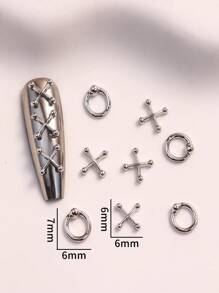 20Pcs Punk Metal Nail Art Decorations Nail Supplies Nails Nail Charms Nail Gems - Silver - View 4