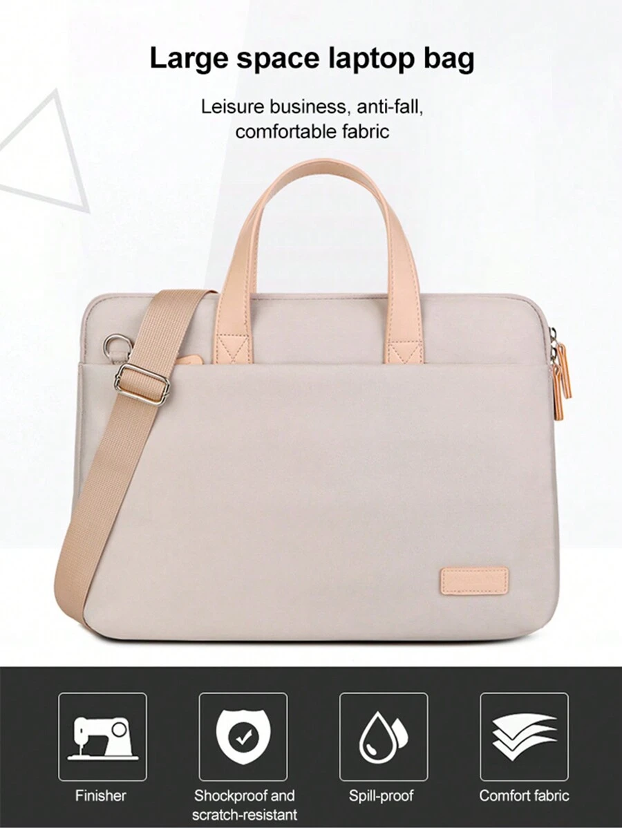 1pc 2024 Lightweight Macaron Laptop Shoulder Bag, Unisex Handbag With 14-Inch Padded Compartment For Tablets, Shockproof, Water-Resistant, Breathable And Wear-Resistant - Multicolor - View 1