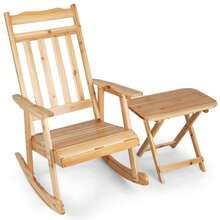 Front Porch Rocking Chair And Foldable Table Set For Outdoors-Natural - Natural - View 1