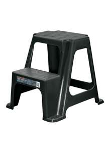Taburete ligero de plástico, 2 peldaños, antiderrapante - Negro - Ver 1