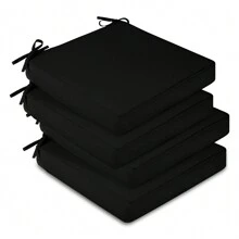 Downluxe Outdoor Chair Cushions For Patio Furniture, Waterproof Square Corner Memory Foam Patio Chair Cushion With Adjustable Ties And Portable Handle, 19" X 19" X 3" - 黑色 - 查看 2