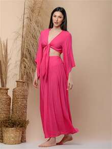 Women Cover Ups - 玫紅色 - 查看 4