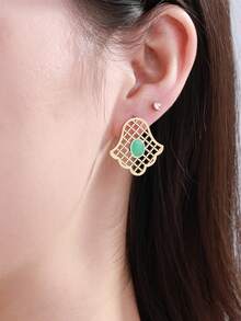 XUPING JEWELRY 1 đôi Đúng mốt Tay Hamsa Thiết kế Thép không gỉ Bông tai stud Thích hợp Đối với Mặc hàng ngày , Ngày , Các bữa tiệc , Kỳ nghỉ - Hoa tai - Xem 5