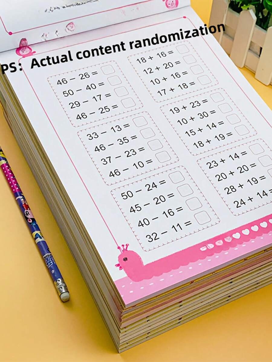 1 件手写 80 页/本儿童加减法学习数学汉字笔画练习册，包含汉字，但不影响正常使用（部分零件随机发送）学校、学生、文具、学校用品、数学游戏学习、汉字学习、舒尔萨钦