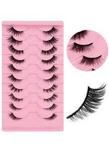 10 Pairs Fox-Style Half-Eye False Eyelashes, Charmingly Lengthening Eye Tails, Soft & Comfortable, Suitable For Travel, Women, Daily, Light Makeup, Dating