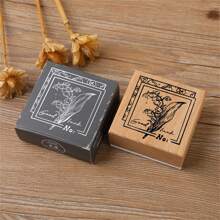 花野時間系列木質森林仙境印章,新鮮文學風格diy裝飾材料印章6款式