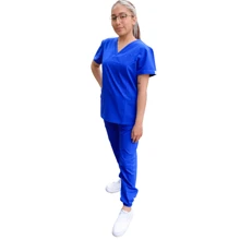 Uniforme Quirúrgico  Mujer Cómodo Alta Calidad Tela antifluidos Elastico Colorido Filipinas Set Dos Piezas Jareta - azul real - Ver 2
