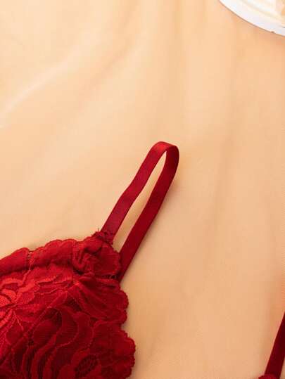 Set: Kanten Wireless Gather Push Up BH Slipje Underwear Set, Lingerie view 4