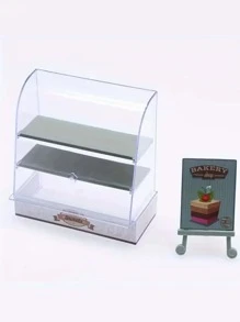 [隨機顏色]1個迷你蛋糕橱櫃,用於娃娃屋食物遊戲模型和甜蜜房場景裝飾,小型玩具展示櫃 - 白色 - 查看 3