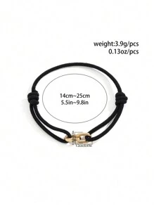 1pc Men's Fashionable And Simple Handmade Braided Bracelet With Geometric Metal Decoration, Gift For Friends, Couples Or Daily Wear