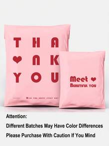 10/30pcs Pink Waterproof Shipping Bags With English Text, Thickened Dual-Sided Printed 12 Mils Packaging Envelopes, Various Sizes Applicable For Multiple Items Packaging And Mailing Back To School - Pink - View 3