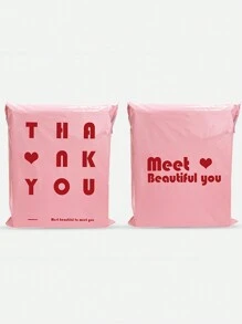 10/30pcs Pink Waterproof Shipping Bags With English Text, Thickened Dual-Sided Printed 12 Mils Packaging Envelopes, Various Sizes Applicable For Multiple Items Packaging And Mailing Back To School - Pink - View 7