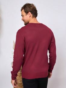 Men Sweaters - Burgundy - View 2