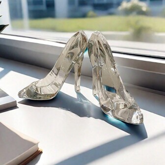 1pc Acrylic Glass Slipper Birthday Gift Home Decoration Crafts High Heels Wedding Figurines Miniature Decorations Party Supplies Decoration,Christmas