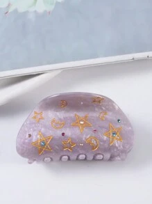 1入半圓形星月點鑽爪式必要夾子,適用於簡單夾子設計時尚又可愛 - 彩色 - 查看 10