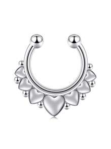 1個女士假鼻環，非穿刺假鼻夾馬蹄鐲鼻環，銀黑金色鱗片鼻環，鼻環飾品 - 彩色 - 查看 18