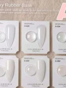 Gama de base rubber con 6 tonos en blanco lechoso para efecto de uñas 6 pcs - Celeste - Ver 3