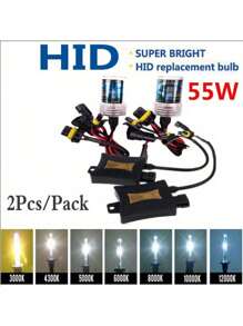 2入組氙氣hid套件,薄型膜式電子鎮流器轉換燈泡,帶電子鎮流器的h7和h11頭燈套裝及9005 9006燈泡,6000k 10000k可選 - 10000K(紫藍色) - 查看 4