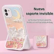 Funda Suave  con Soporte Invisible, Protector Completo Antigolpes, Funda para Samsung A03 - Flores rosas - Ver 7