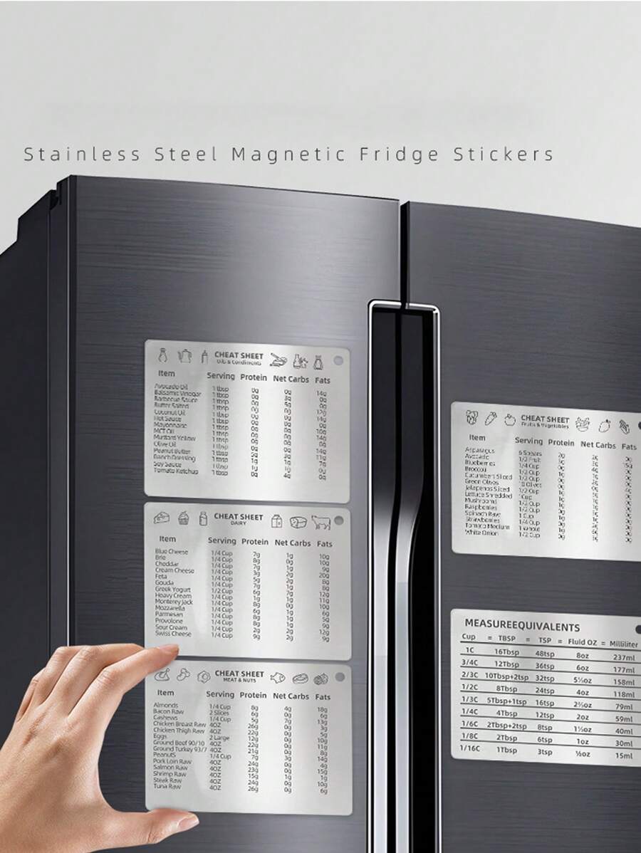 Stainless Steel Refrigerator With Conversion Table For Baking