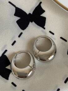 1pair European And American Fashion Simple Alloy Metallic Geometric U-Shaped Earrings With Open Oval Shape For Women's Daily Wear