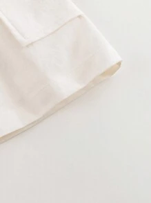 MARC&JANIE 春季青少女圓領長袖連衣裙，配有大口袋 - 白色 - 查看 9