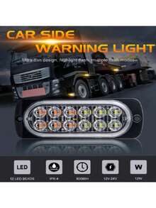 1 Miếng Đèn LED Quán bar 12LED Ô tô/xe hơi Xe tải Nhấp nháy Cảnh báo Đèn hiệu Xe tải Tín hiệu Đèn Ô tô/xe hơi Bên Người đánh dấu Đèn Quán bar 12V-24V Xe tải Đèn - Đỏ - Xem 8