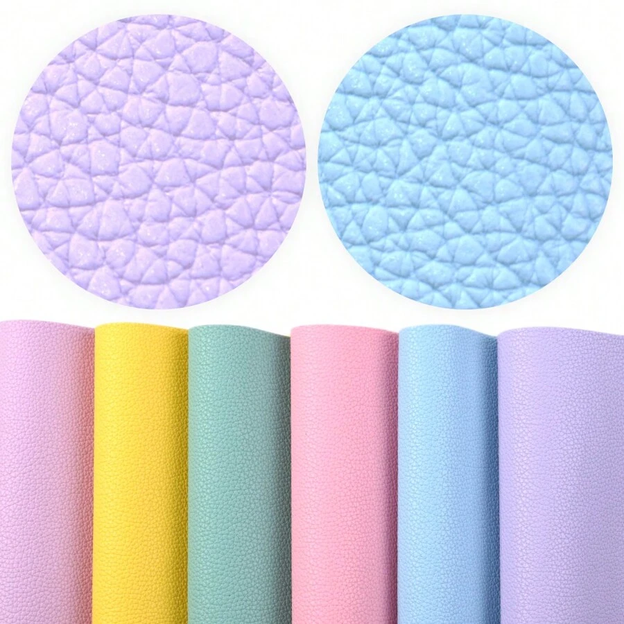 6 Stück Kunstleder Set, einfarbiges Kunstleder Blatt in Lychee-Optik für DIY Ohrringe, Haarbögen, Handtaschen, Bastelbedarf, 20x33cm/7,37*13,38 Zoll oder 15x21cm/5,9*8,26 Zoll