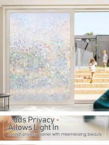 1 Roll Window Privacy Film, Rainbow Window Film, 3D Decorative Stained Glass Window Cling, Static Cling Non-Adhesive Removable Window Covering, Sun UV Blocking Window Decal For Home,Stickers,Wall Decal, Vinyl Decal For Home Decorations,Spring Decoration Items Refresh Your Home,Rama Decoration Stickers - Multicolor - View 5