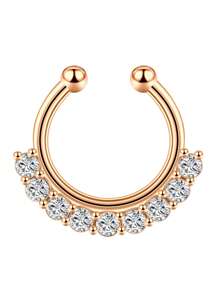 1個女士假鼻環，非穿刺假鼻夾馬蹄鐲鼻環，銀黑金色鱗片鼻環，鼻環飾品 - 彩色 - 查看 25