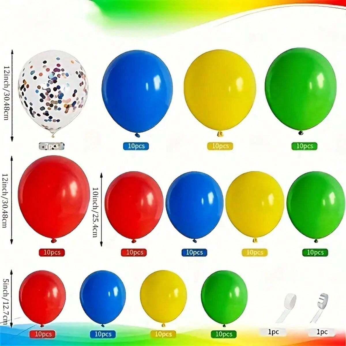 129Pcs Red, Yellow, Blue, Green Assorted Color Carnival Circus Theme