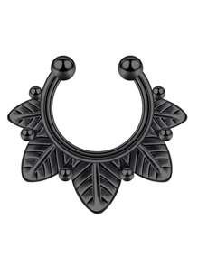 1個女士假鼻環，非穿刺假鼻夾馬蹄鐲鼻環，銀黑金色鱗片鼻環，鼻環飾品 - 彩色 - 查看 38