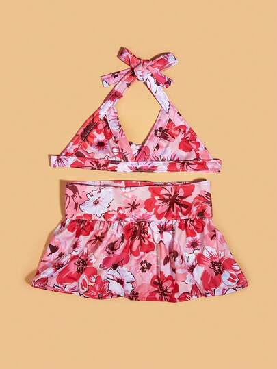 Set de 2 piezas Bikini con estampado floral ditsy para mascotas, ropa de playa para perros/gatos adecuada para mascotas pequeñas y medianas, primavera/verano