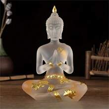 1pc Matte Buddha Statue Ornament, Sculpture Handicraft, Resin Craftsmanship, Zen Decoration, Meditation Sitting Posture, Buddha Statue Home Decoration, Spring Festival Decoration, For Home Room Living Room Office Decor Best - White - View 2