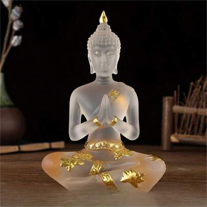 1 bức tượng Phật mờ trang trí, tác phẩm điêu khắc thủ công, thủ công nhựa, trang trí Zen, tư thế ngồi thiền, trang trí nhà tượng Phật, trang trí lễ hội mùa xuân, trang trí phòng khách phòng làm việc tại nhà tốt nhất