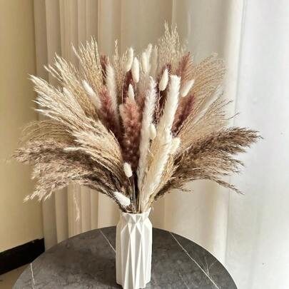 67 szt. boho stylowych traw pampasowych o wysokiej wilgotności i sztucznych traw pampasowych, puszystych piór, bukietów i kwiatów w stylu boho, dużej trawy pampasowej i dekoracji w wazonie podłogowym, walentynek, prezentów urodzinowych, ukończenia szkoły, dekoracji jesiennych, jesiennych, sztucznych roślin