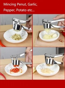 1入組銀鋅合金重型壓蒜器帶多功能廚房工具