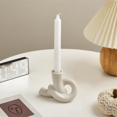Bộ chân nến gốm sứ đơn giản và thanh lịch có dây thừng, trang trí phòng, quà tặng