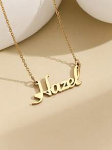 1 chiếc Vòng cổ mặt dây chuyền bằng thép không gỉ vàng phong cách mùa hè 2024 Châu Âu Hoa Kỳ tiếng Anh dành cho phụ nữ đeo trong trường học/lễ hội/tiệc tùng/dịp hàng ngày - Người mẫu nóng bỏng Âu Mỹ/vòng cổ thép không gỉ "Stephanie" tuyệt đẹp và quý phái - Xem 4