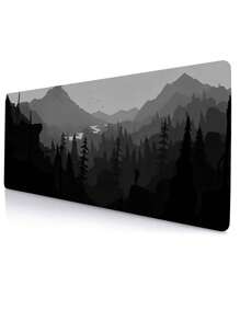 1pc Black And White Forest Pattern Anti-Slip Mouse Pad For Gaming And Office, 4 Sizes Available - White - View 6
