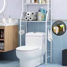 1入免打孔馬桶紙架,馬桶紙盒,掛牆式馬桶紙巾架,轉軸式紙巾盒 - 白色 - 查看 4