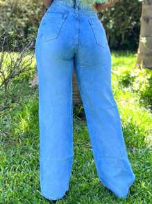 Women Jeans - 中等水洗藍 - 查看 2