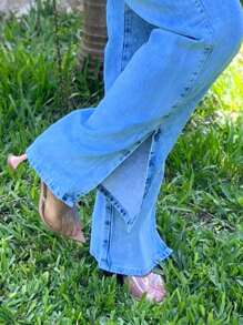 Women Jeans - 中等水洗藍 - 查看 4