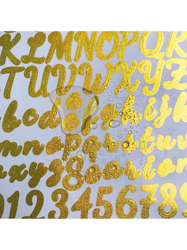 704 pezzi di 8 fogli adesivi dorati con glitter, adesivi con lettere dell'alfabeto dorate, piccoli, per album di ritagli, bottiglie d'acqua, tappi di laurea, artigianato, cassette postali (oro, 2,5 cm