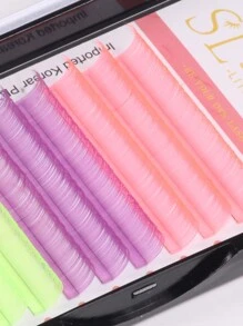 Mixed Color Rainbow UV Neon Lash Extensions 0.07 D Curl 12mm Must Under UV Light Can Glow In The Dark Neon Pink Purple Yellow Green Purple Fluorescent Colored Individual Eyelash Extension Trays For Party ,St Patricks Day