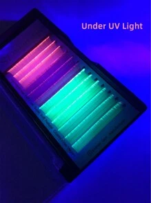 Mixed Color Rainbow UV Neon Lash Extensions 0.07 D Curl 12mm Must Under UV Light Can Glow In The Dark Neon Pink Purple Yellow Green Purple Fluorescent Colored Individual Eyelash Extension Trays For Party ,St Patricks Day