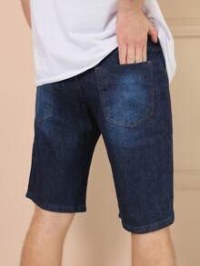 Men Denim Shorts - Rửa trung bình - Xem 4