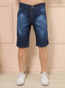 Men Denim Shorts - Rửa trung bình - Xem 1