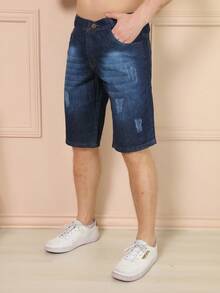 Men Denim Shorts - Rửa trung bình - Xem 2
